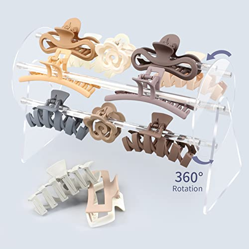 SNOWSTAR Acryl-Krallen-Organizer, 360 Grad drehbarer Klauen-Clip-Halter und Aufbewahrung, Haarspangen-Organizer, transparenter Ständer für Damen und Mädchen