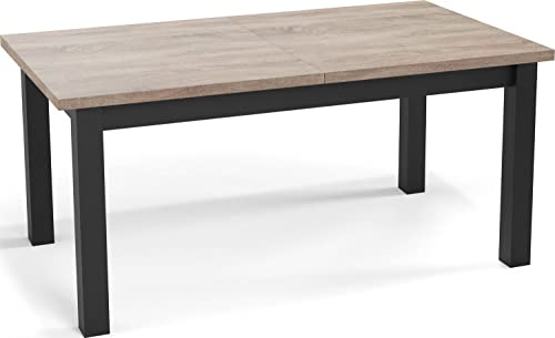 WFL GROUP Moderner Rechteckiger Ausziehbarer Esstisch - Platzsparend - Schwarze Holzbeine - 160 bis 200 cm - Hergestellt in EU - 160 x 80 cm - Sonoma Eiche