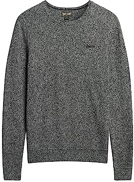 Superdry Herren Essential Slim Fit Crew Jumper Sweatshirt, Dunkles Kohlegrau/Jaspis, Large