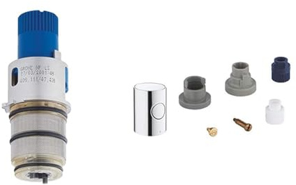 GROHE | Zubehör - Thermostat-Kompaktkartusche | 1/2 Zoll | 47439000 & Metallgriff 1/2 (langlebige Oberfläche, Mengengriff mit GROHE EcoButton, Herstellergarantie: 5 Jahre), Chrom, 47984000
