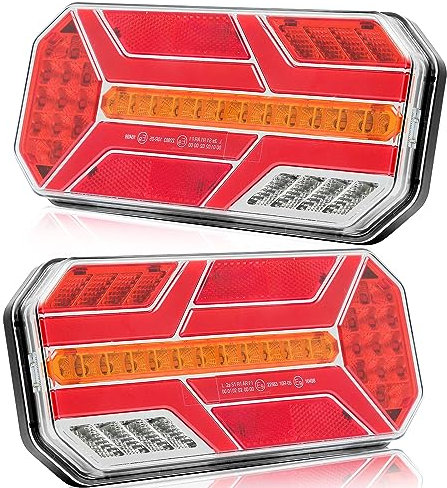 AGRISHOP 2 x 7 Funktion 12/24V LED Heckleuchten Anhänger Rückleuchten Set Nebelscheinwerfer Rückfahrscheinwerfer Wasserdicht Zugelassen