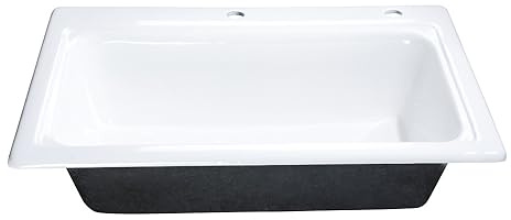 Kingston Brass GT332292 Towne 33 Cast Iron Self-Rimming Single Bowl Drop-In Kitchen Sink, 2-Hole, White