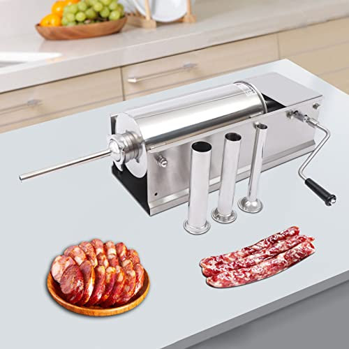 5L Edelstahl Wurstfüllmaschine - Manueller Wurstfüller für den privaten & gewerblichen Gebrauch - Machen Sie Hot Dogs, Würstchen, Bratwurst - Einfach zu bedienen & zu reinigen