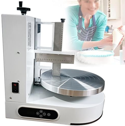 Qiang Cake Decorating Coating Machine Cream Spreading for 6-14inch Cakes Adjustable Rotating Speed Electric Cake Turntable Automatic Cake Icing Machine Cake Smoother Machine,White