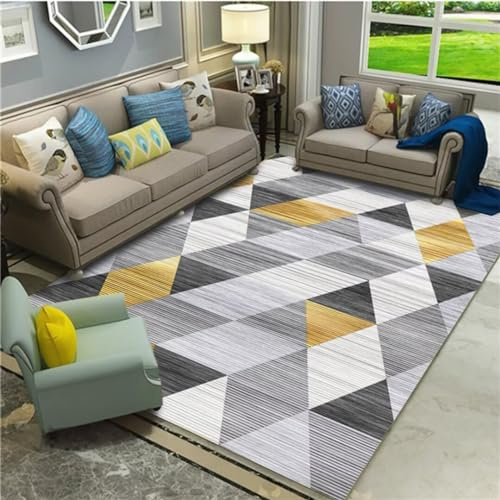 Grigio Alfombras Alargadas Alfombra Antideslizante Para Sala De Estar, Pelo Corto, Con Patrón Geométrico Moderno, Segura Y Respetuosa Con El Medio Ambiente Alfombras Cocina Antideslizante 200X280Cm Al