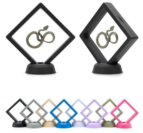 CKB LTD Paquete de 5 marcos flotantes en 3D, caja de almacenamiento, soporte de suspensión, para joyas, piedras preciosas, monedas coleccionables y artículos de manualidades (negro) 9 cm x 9 cm x 2 cm