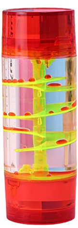 Tropfen Sanduhr Flüssig Bewegung Blasen, Hourglass Liquid Motion Timer Bubble Fidget Toy Sanduhr Dekompressionsölleck Sensorisches Spielzeug Geschenk for Kinder und Erwachsene (Rot)