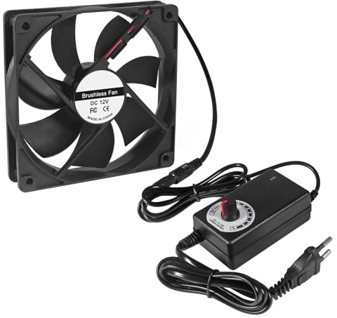 ALMOCN Gehäuselüfter, 120 mm, AC 220 und 240 V, 3000 U/min, mit Drehzahlregelung bis 12 V, Doppelkugellager, 114 CFM, für Schrank, Arbeitsplatz, Chassis und Server