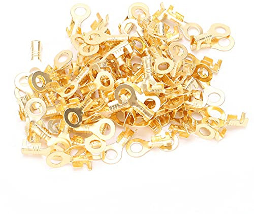 Terminale Ad Anello con Capocorda 100 Pezzi Connettore in Ottone M4 Terminali Batteria 4,2 Mm Terminali Ad Anello Estremità a Crimpare Cavo
