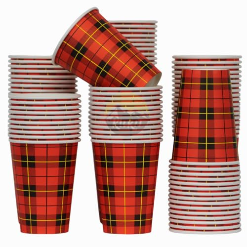 KURTT - Tazas de café to go - Taza de café de cartón 'escocés' - 7oz/180ml - 3000 unidades - Taza de café - Taza de café - Taza de cartón - Vaso desechable - Taza de papel