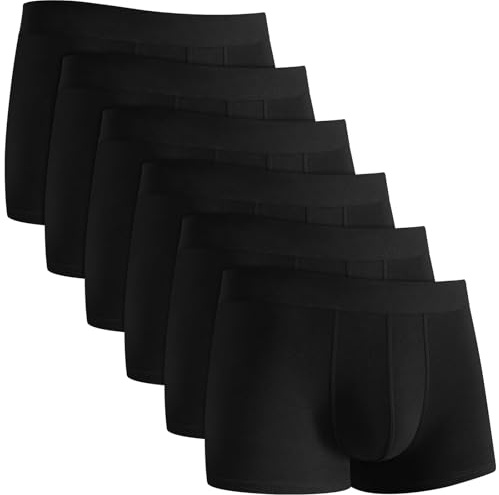 QINCAO Calzoncillos Boxer Hombre, Pack de 6, Sin Logo，Algodón Cómodo