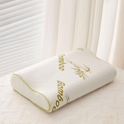 Bamboo Memory Foam Pillow for Sleeping, Neck and Head Support, orthopedic pillow side sleeper for neck and shoulder pain, ergonomic design, best cervical pillow 40 * 60 cm - Large