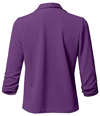 LUNULE Longblazer Damen Blazer Sportlich Elegant Einfarbig Langarm Arbeit Büro Open Front Jacke Business Jacken Leicht Dünne Sakko Kurzblazer(Lila,S)