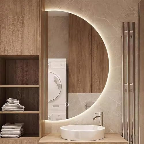 Specchi da Bagno LED Intelligenti da Parete da 40, Specchio cosmetico a Mezzaluna, antiappannamento, dimmerabile in 3 Colori, Specchio Illuminato con Interruttore tattile per Decorazioni do
