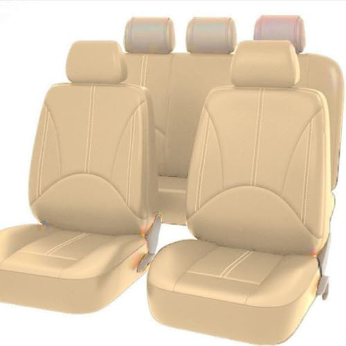 HDJYCZM 9 Stück Autositzbezug Leder für Opel Astra K 2015-2025, Allwettergebrauch vollständiges Set Autositzbezüge wasserdicht Kunstleder zubehör,Beige