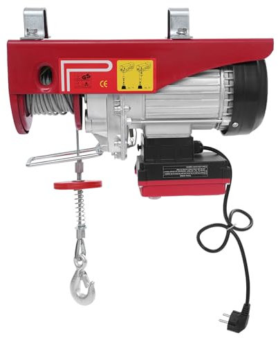 awolsrgiop Verricello elettrico, paranco elettrico con telecomando senza fili e fune metallica da 12 m, paranco elettrico a catena, argano motore, sollevatore a fune, 850 W, 400 kg