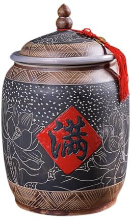 Ceramic Rice Containers - Dispenser & Storage Box - With Lid, 5-25kg Capacity, Dry Food Storage Bin For Flour, Rice, Grain, Dry Food, Easy To Use(25kg)