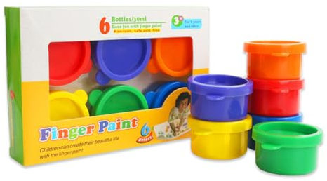 Finger Paint Set for Kids: Washable 6 Colors Kids Craft Paint for Drawing | Easy and Clean Art Kit for Creative Activities, Kindergarten Supplies, A