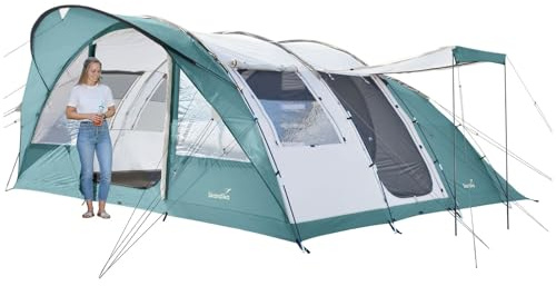 Skandika Egersund Tunnelzelt für 3, 5 oder 7 Personen | Camping Zelt mit Sleeper Technologie, eingenähter Zeltboden, Schwarze Schlafkabine, 2 m Stehhöhe, wasserdicht 5000 mm Wassersäule, Familienzelt