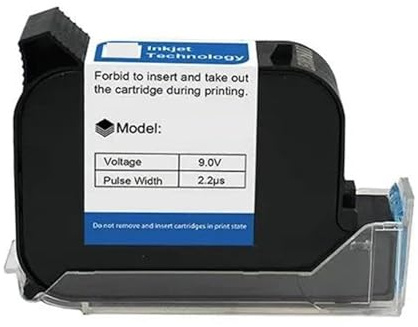 JCKJWL Imprimante à Jet d'encre Thermique Portable 25.4mm, Cartouche d'encre à solvant à séchage Rapide, Encre Noire Non chiffrée Impression multiformat(1PC)