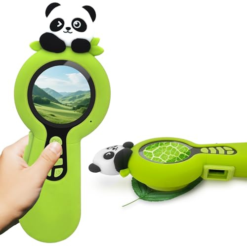 Microscopio digitale 2 in 1 per bambini, un obiettivo per fotocamera e un obiettivo per microscopio, microscope for kids 100X, piccoli esploratori, 16GB, Panda