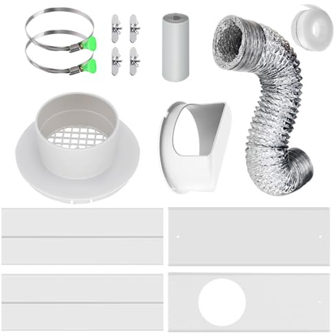 Kit di ventilazione per asciugatrice per finestra - Pannello di ventilazione per finestra scorrevole universale, trappola per pelucchi per interni con connettore per tubo flessibile, di scaric