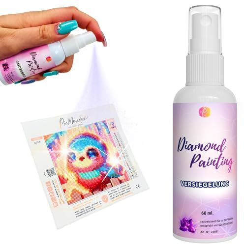 Picmondoo Diamantmalerei-Sprühversiegelung (60 ml) – Diamond Painting Versiegelung für Harzsteine, transparent, UV-beständig, kein Pinsel nötig, perfektes Diamond Painting Zubehör (Sprühversiegelung)