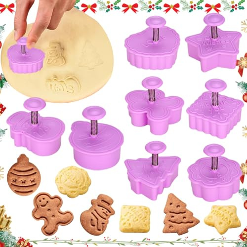 FuxFuis 8 PCS Emporte Pièces Noël, Moules à Biscuits de Noël, Emporte Pièce Biscuit de Noël, Emporte Piece Patisserie Noel, Emporte Piece Noel Patisserie 3d pour Cookie, Fondant, Mariage Anniversaire