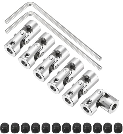 sourcing map 6Pcs 4mm to 4mm ID Steering Universal Joint Shaft Coupling, SAE 1045 steel 45°Degree Rotatable Joints Coupler with Screws Wrench Set for Model Car Ship Drive Shaft Motor