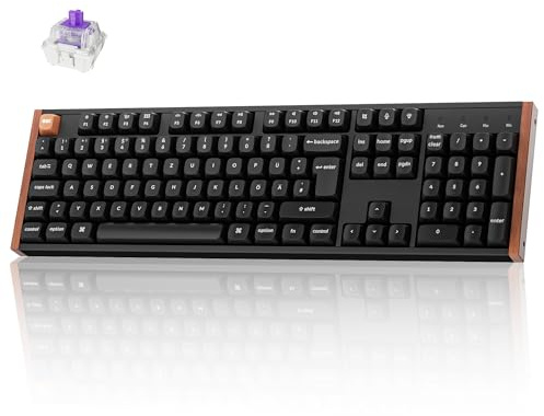 Keychron K10 HE kabellose Gaming-Tastatur, ISO-DE-Layout, Gateron Nebula Dual-Rail-Magnetschalter, programmierbar, Aluminium- und Holzrahmen, für Mac und Windows – Sonderedition (Schwarz)