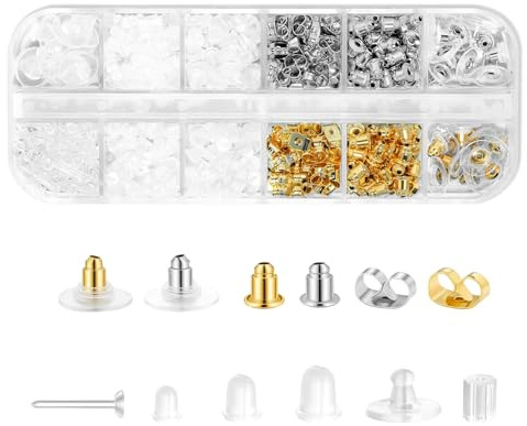 600 Stück Ohrstecker Verschluss Silikon Metall Ohrringstopper | Bunt, Ohrringe Stopper, Ohrringheber, Ohrläppchenhalter, Ersatz, Schmuckzubehör, DIY, Geschenk