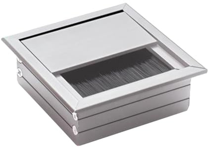 NEIQIUWING Cubierta para pasacables cuadrada, negro/plata, aleación de aluminio, 80 x 80 mm