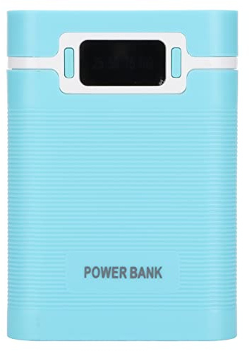 Omquot Caricabatterie fai da te Power Bank portatile di emergenza per viaggi d'affari, ingresso micro con display LCD per telefoni cellulari, ABS, nero (blu)