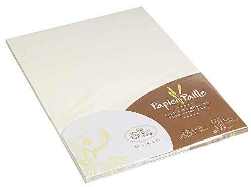 Lalo 47416L - Un paquet de 20 feuilles 21x29,7 cm 120g, papier Paille, Crème