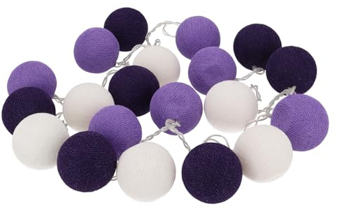 GURU SHOP Stoff Ball Lichterkette, 20`er LED Kugel Lampion Lichterkette - Lila, 7x7x350 cm
