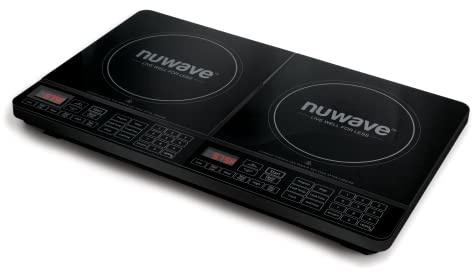 Nuwave PIC Double Portable Induction Cooktop, 900W/1500W/1800W Options, Two 8” Heating Zones, 106 Precise Temperatures from 50°F–575°F in 5°F Increments, Shatter-Resistant Ceramic Glass