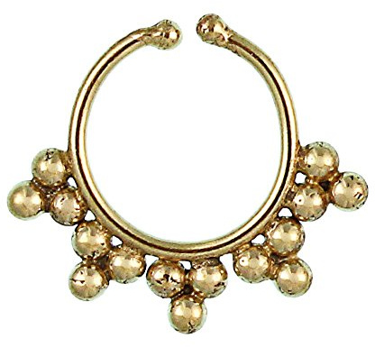 Chic-Net Nasenringe Fake Septum Dreiecke Punkte Messing antik golden nickelfrei Piercing Brass