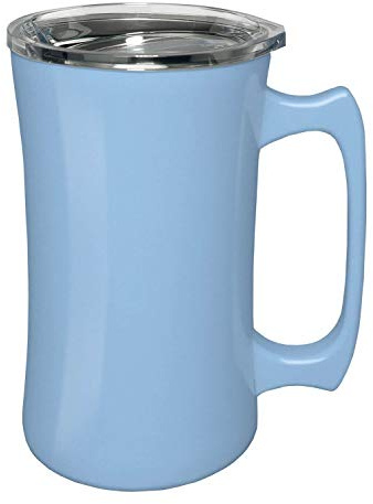 True North Stainless Steel Insulated Beer Mug Tumbler + Tankard with No-Spill BPA Free Triton Lid, Keeps Drinks Warm or Cold for 24 Hours, Perfect for IPA, Coffee, Tea or Wine, 20 oz, Sport Light Blue