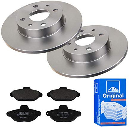 ATE 2 Bremsscheiben Ø240.5 Voll + Bremsbeläge für Fiat Panda 169x Punto 188x