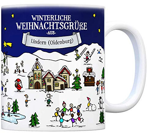 trendaffe Lindern (Oldenburg) Weihnachten Kaffeebecher mit winterlichen Weihnachtsgrüßen - Tasse, Weihnachtsmarkt, Weihnachten, Rentier, Geschenkidee, Geschenk
