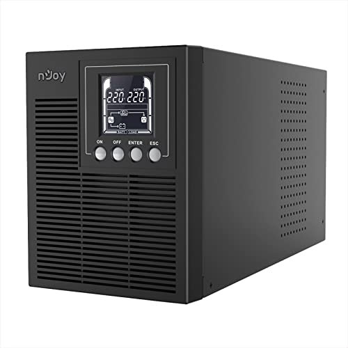 nJoy Echo 1000VA Pro Ups Con Ventole Silenziate Gruppo di Continuità On-Line Doppia Conversione 800 Watt Onda Sinusoidale Pura Display LCD, 2 Batterie
