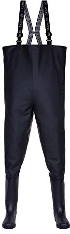 3Kamido Wathose Classic, SCHWARZ und GRÜN Serie 680, Anglerhose Standard,Fischerhose Teichhose Hochwasserhose (46 EU, Schwarz)