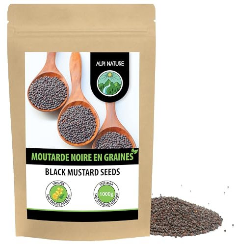 Alpi Nature Mustard Seeds Black Brown 1kg 2.2 lb, Brown Black Mustard Seeds 1-2mm