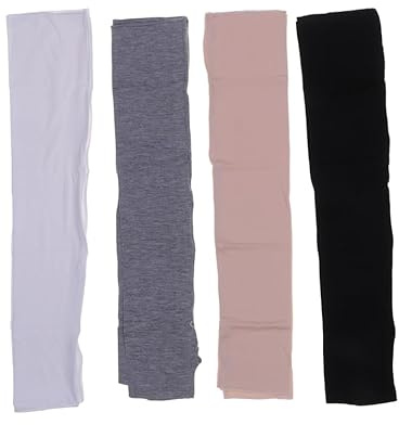Milisten 4 Paar Uv-Sonnenschutz Armstulpen Damen, Fingerlose Lange Handschuhe FüR Radfahren, Outdoor-Sport, Schwarz Weiß Grau Hautfarbe
