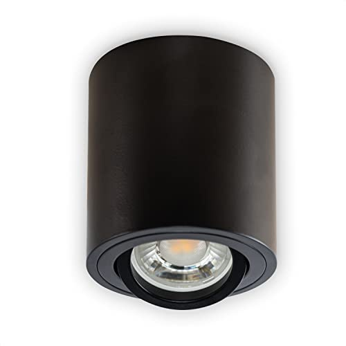 INNOVATE LED Aufbauspot - 35° schwenkbare Aufbauleuchte - kompakter Aufputz Deckenspot - moderner IP20 Aufbaustrahler GU10 Fassung - flaches Downlight excl. Leuchtmittel (1 Stück, Schwarz Rund)