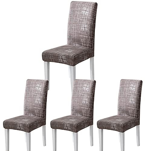 ARNTY Stuhlhussen 4/6er Set, Stuhlbezug Jacquard Esszimmer Stuhlhussen Schwingstühle Universal Hussen für Stühle für Esszimmer, Hotel, Küche, Zeremonie (Grau-Modern, 4 Stück)