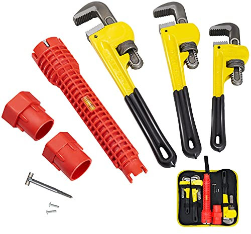 KOTTO Lot de 3 clés à pipe réglables robustes pour plomberie, 20,3 cm, 25,4 cm, 30,5 cm, avec étui de rangement