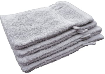 Merkanta 4er Set Waschhandschuhe Silber 100% Baumwolle Waschlappen Größe 16x21cm Frottee kuschelweich, saugstark, voluminös - praktisch durch Schlaufe