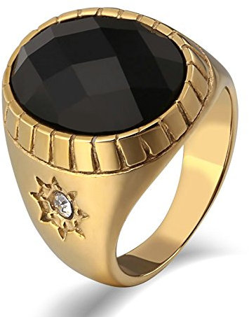 Ayoiow Siegelringe für Herren, Ring Edelstahl Breit Größe 60 (19.1), Siegelring, Gold