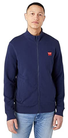 Wrangler Men's FUNNEL NECK ZIP Sweatshirt, Navy, Small